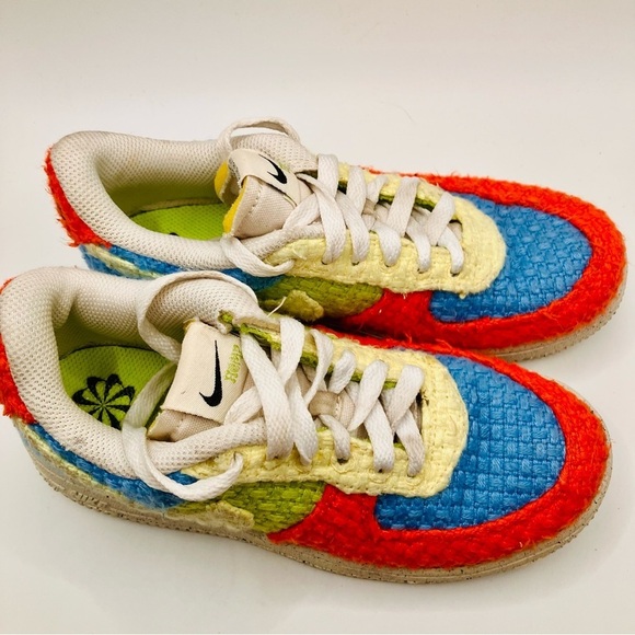 Nike Air Force 1 LV8 NNGS Knitted Hemp Blue Citron Orange multi color youth 1.5 - Picture 4 of 9